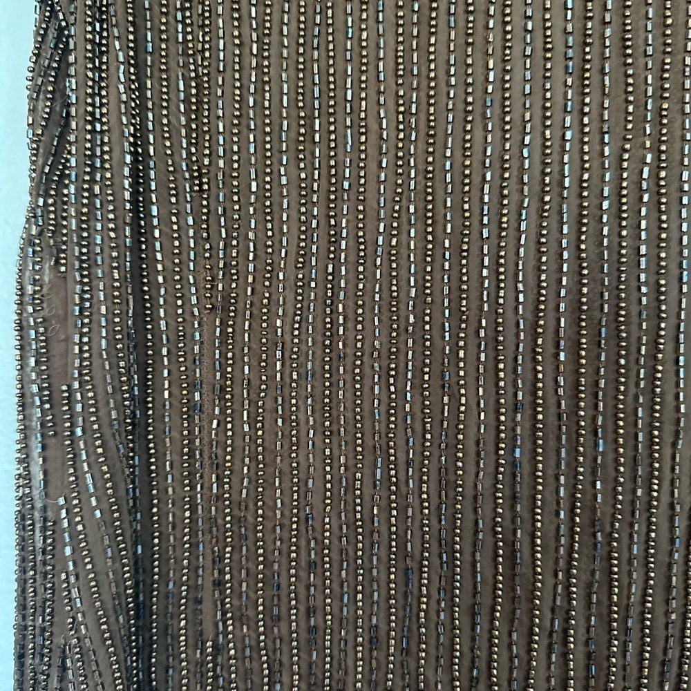 Anthropologie Moyna Sheer Beaded Brown Tank Top - Picture 14 of 15
